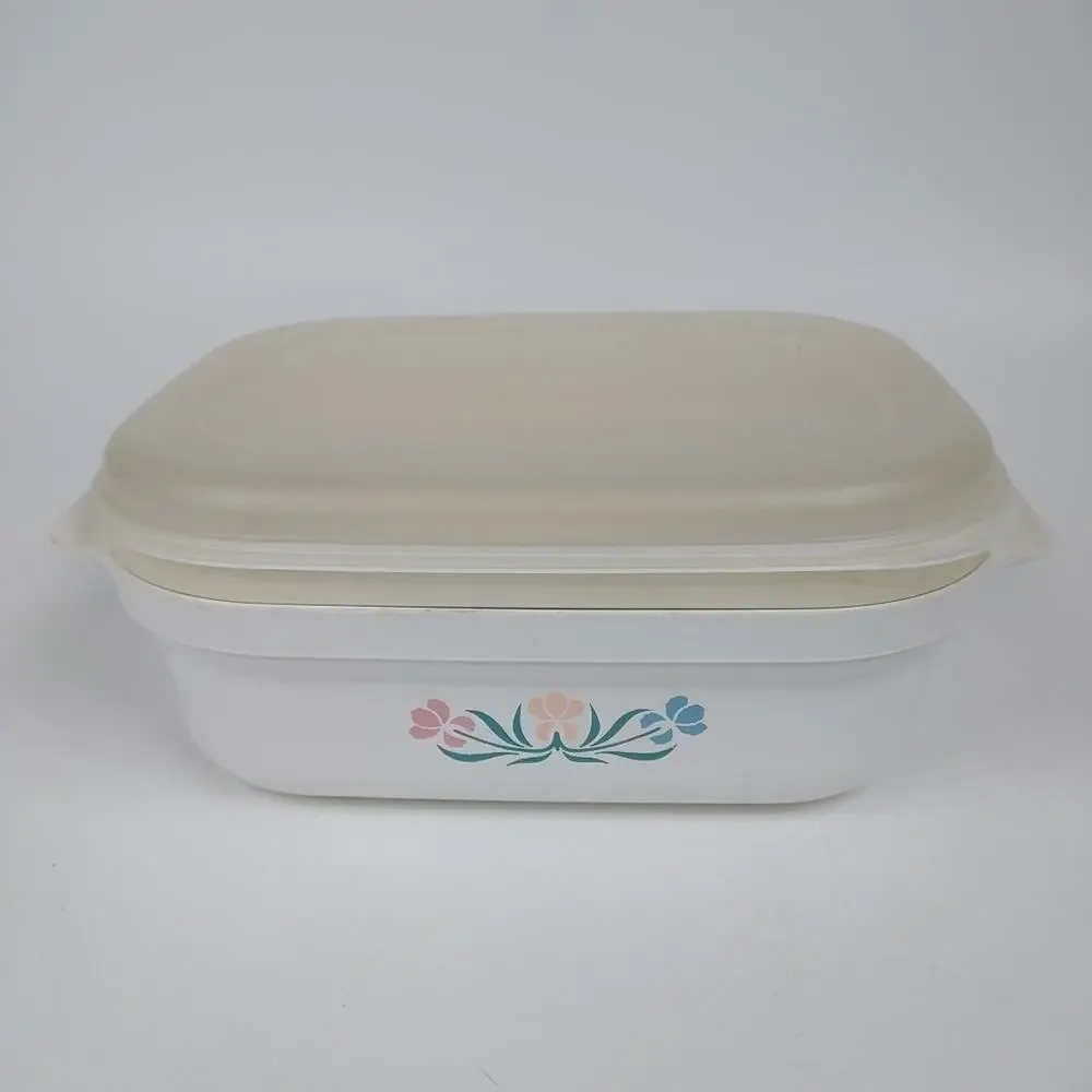 Anchor Hocking Vtg Floral 2.5 QT Casserole Dish With‎ Lid And Insert